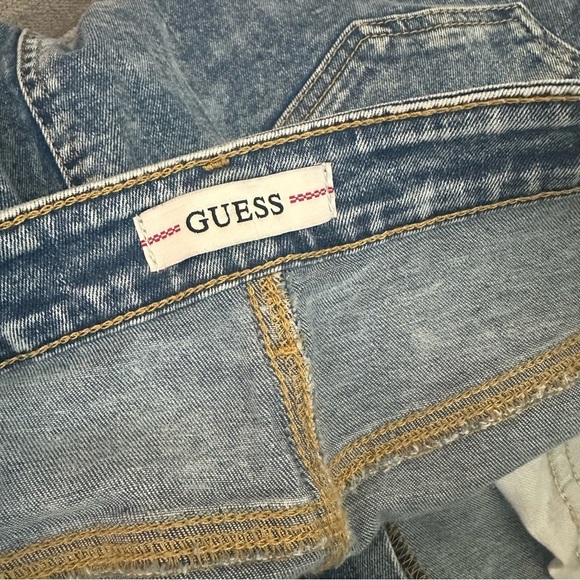 Vintage‎ Y2K Guess Distressed Denim Skirt Women's Size XL Acid Wash Asymmetrical - Picture 6 of 9